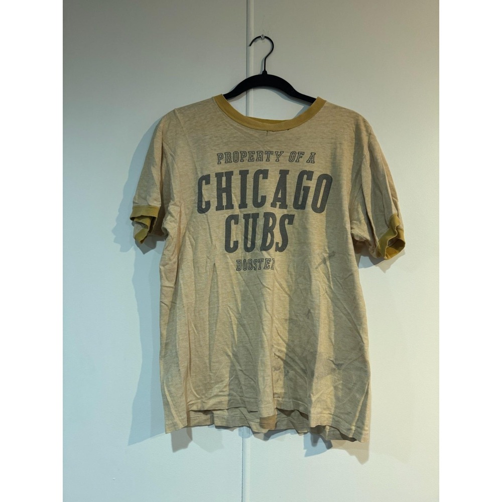 Vintage Chicago Cubs Shirt‎ Mens Medium Beige MLB Baseball Ringer Graphic 70s